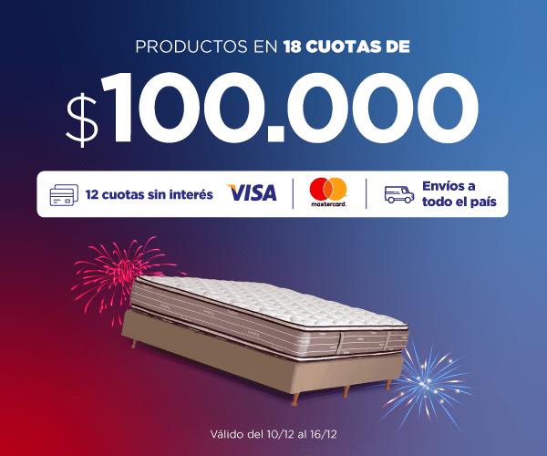 Productos en 18 cuotas de $ 100.000. Válido del 10/12/2024 al 16/12/2024.